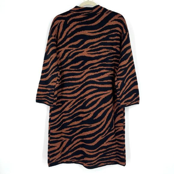 Ann Taylor Mockneck Animal Print Sweater Dress Medium NWT Black Brown Sparkly - Picture 2 of 9